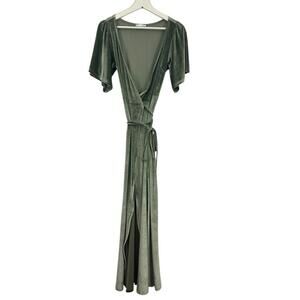 Baltic Born Women’s Velvet Green Wrap Maxi Dress Size XS
